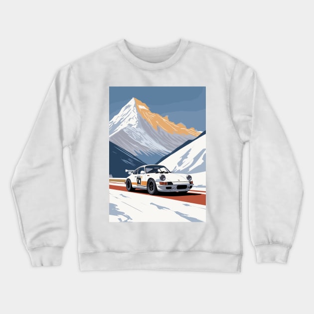 Vintage Racing Car Snowy Scene Crewneck Sweatshirt by VENZ0LIC